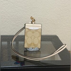 Coach Signature Beige Lanyard NWT